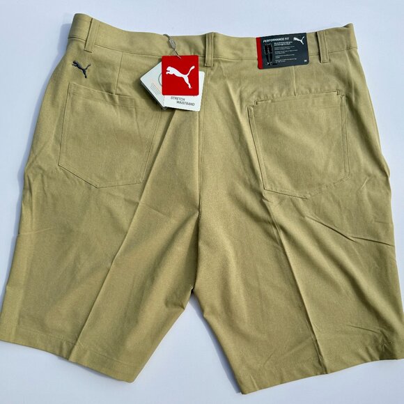 Puma Men's Golf Shorts, Heather 6 Pocket Short, Size 36, Tan (White Pepper), New - Picture 1 of 9